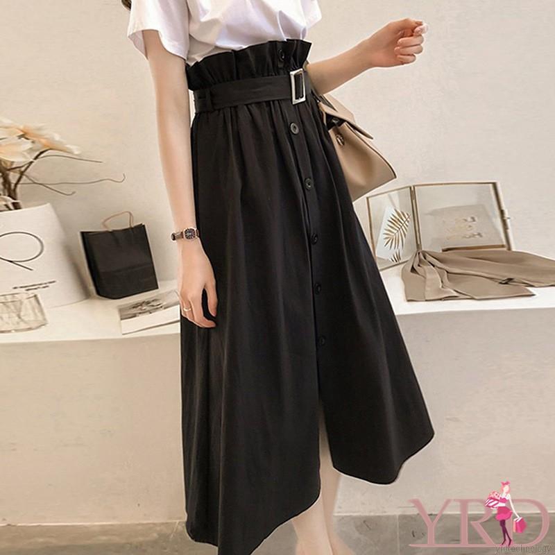 Set áo thun màu trơn + chân váy lưng cao cho phái nữ | BigBuy360 - bigbuy360.vn
