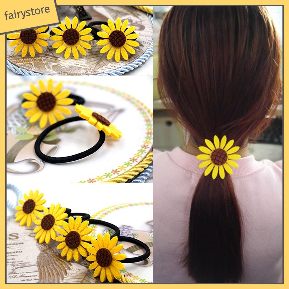 Set 5 dây cột tóc hình hoa hướng dương xinh xắn cho nữ