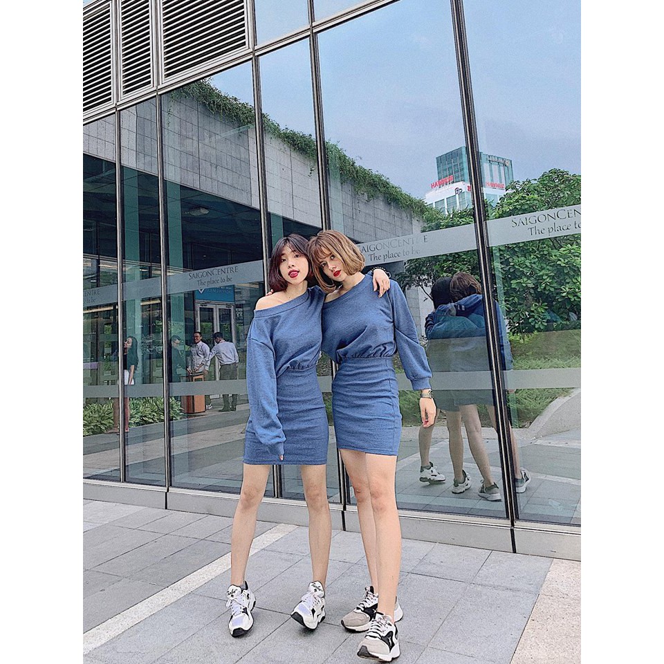 Đầm liền tay dài phồng phối bo | BigBuy360 - bigbuy360.vn