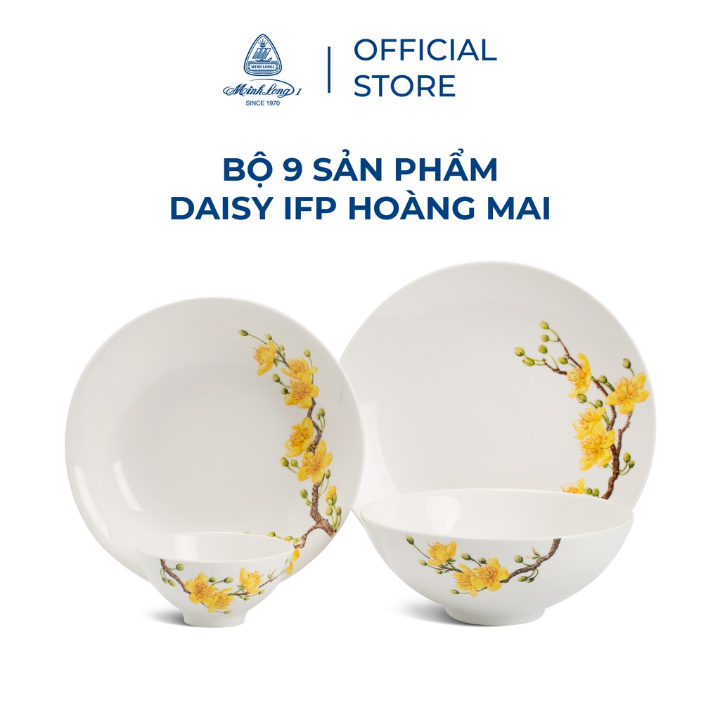 Bộ chén dĩa sứ Minh Long 9 sản phẩm - Daisy IFP - Hoàng Mai