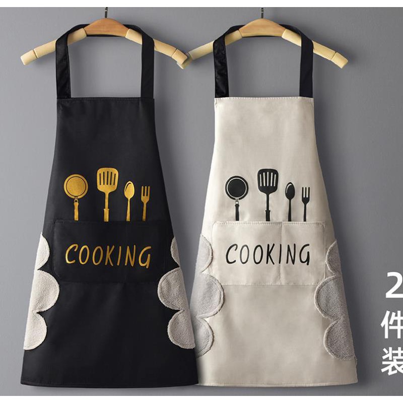 Tạp dề Cooking, có túi đựng và lau tay, làm bếp, pha chế, phục vụ,  bán cafe dễ thương, chống thấm nước #tapde