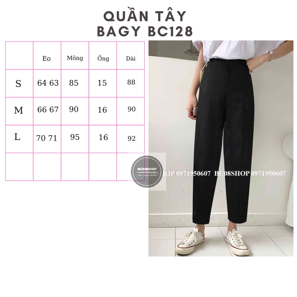 Quần Tây Baggy Dáng thụng Lưng Cao Basic có size BC128