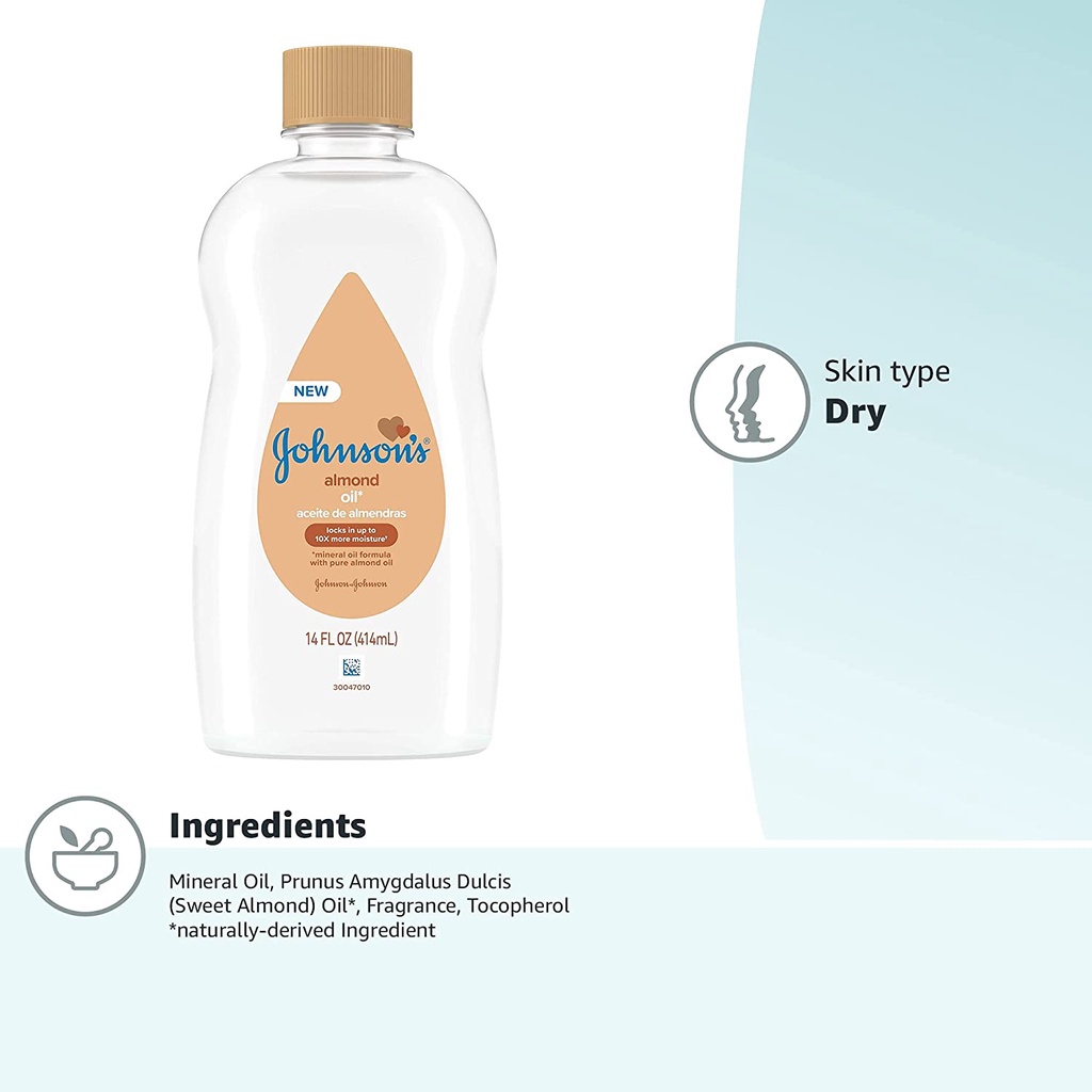 Dầu massage & giữ ẩm cho trẻ chiết xuất hạnh nhân Johnson's Baby Almond Oil 414ml