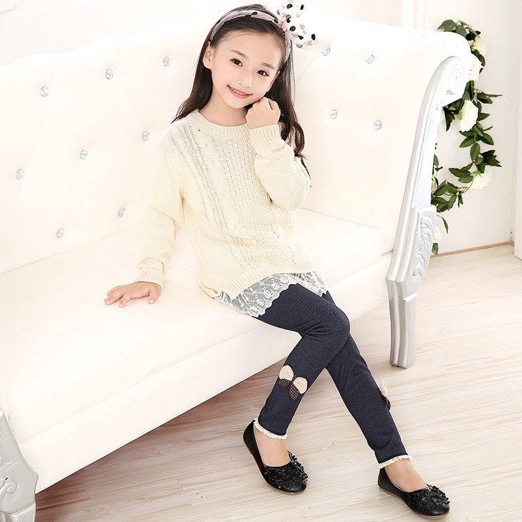 Quần Denim Phối Cotton Xinh Xắn Theo Phong Cách Thu Đông Dành Cho Bé