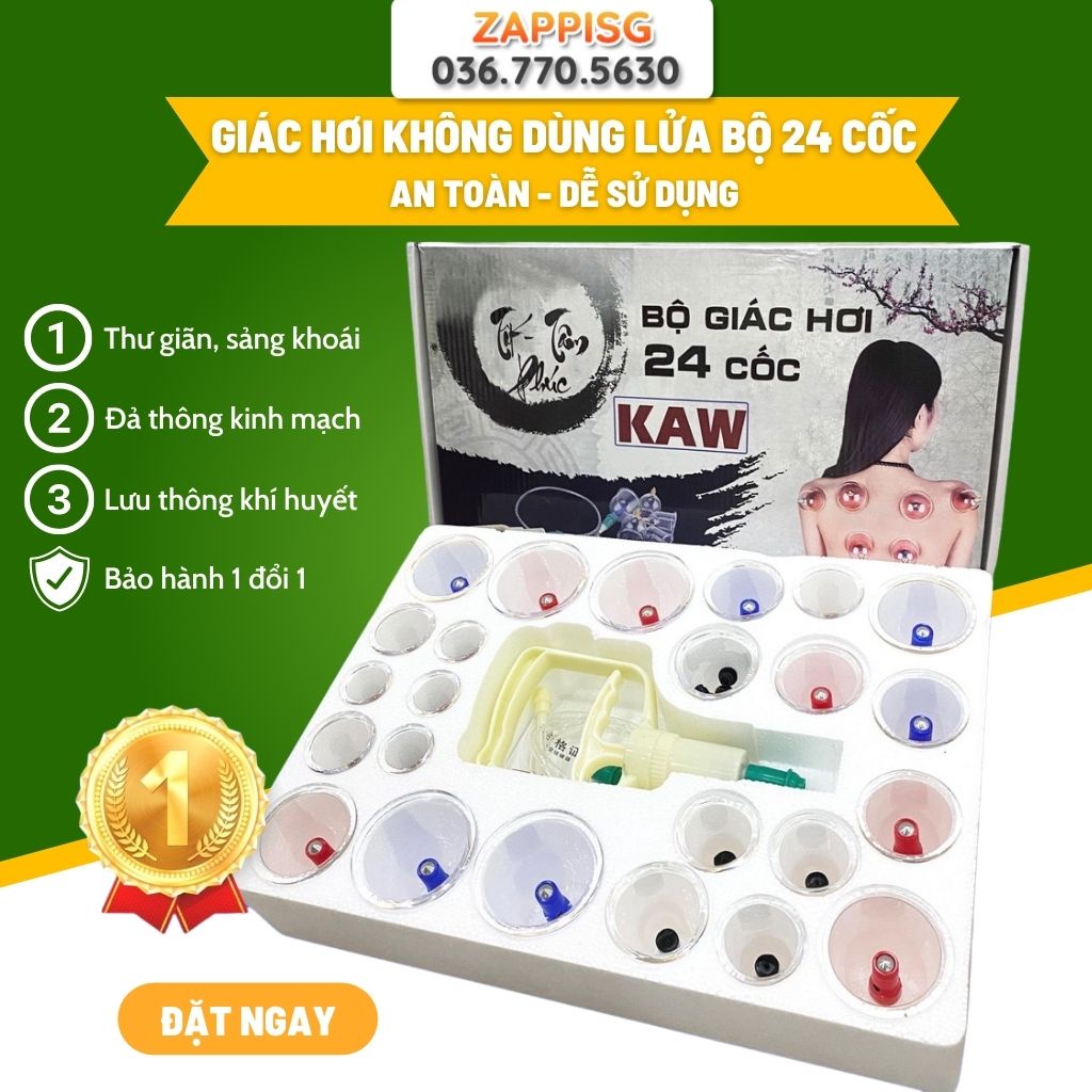 Bộ giác hơi chân không 24 phụ kiện, Giác hơi toàn thân không dùng lửa, Đồn giác hơi tại nhà, vật lí trị liệu, BH uy tín