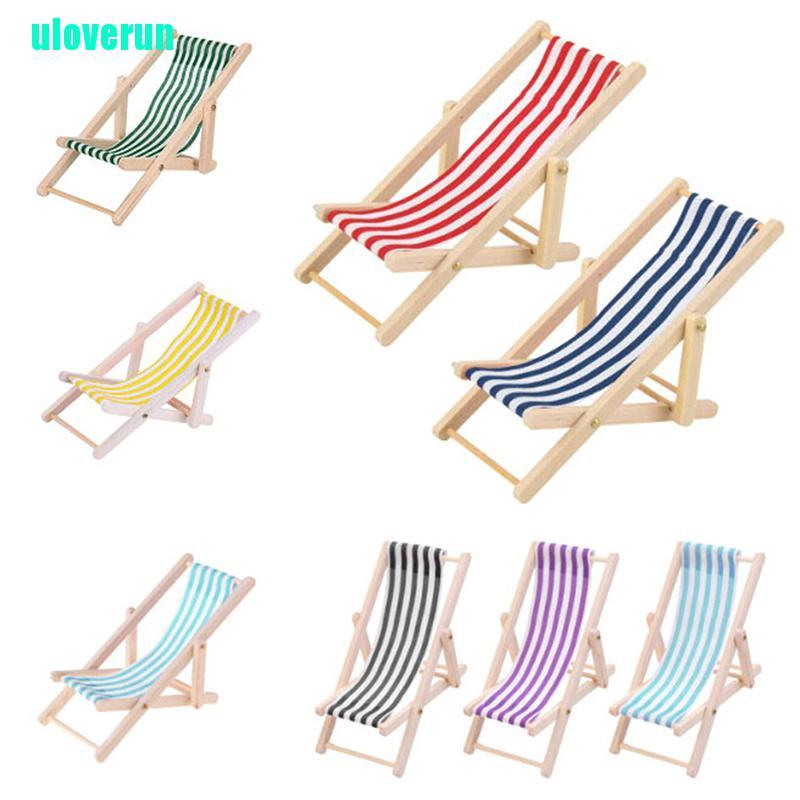 1 Mô Hình Ghế Bãi Biển Bằng Gỗ Tỉ Lệ 1: 12 Trang Trí Nhà Búp Bê