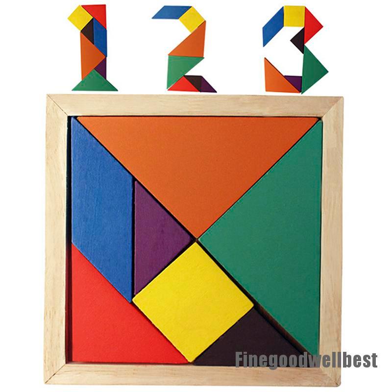 [HappyFB] Tangram Wooden Intelligence Kid Game IQ Puzzle Jigsaw