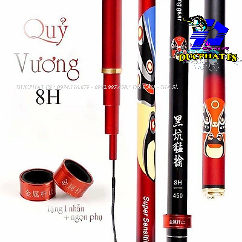 Cần câu tay cao cấp Quỷ vương 8H chất liệu carbon hoa văn sắc nét