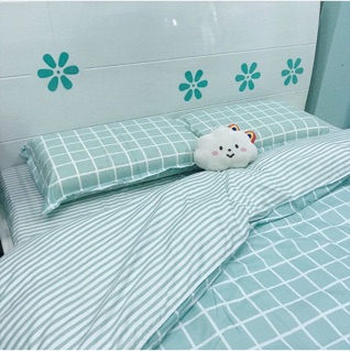 CHĂN GA POLY KẺ Ô XANH MINT