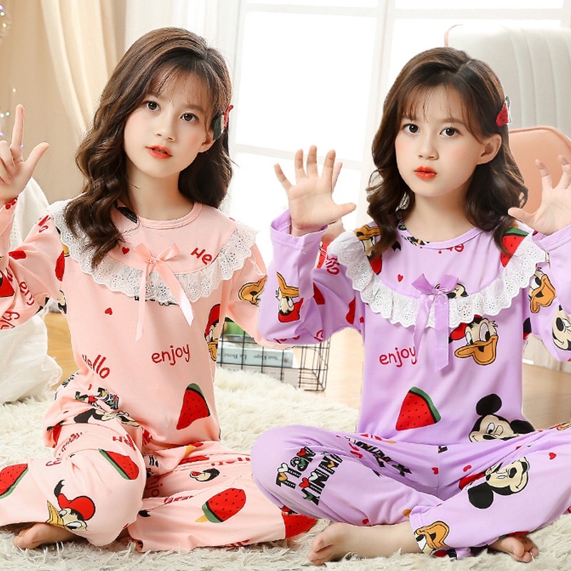 Đồ bộ Pijama cho bé gái Beeshop thiết kế họa tiết siêu cute full size PM