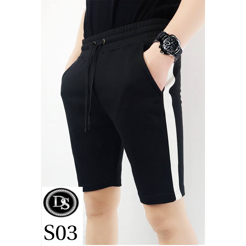 Quần Short Đen Sọc Trắng Cao Cấp