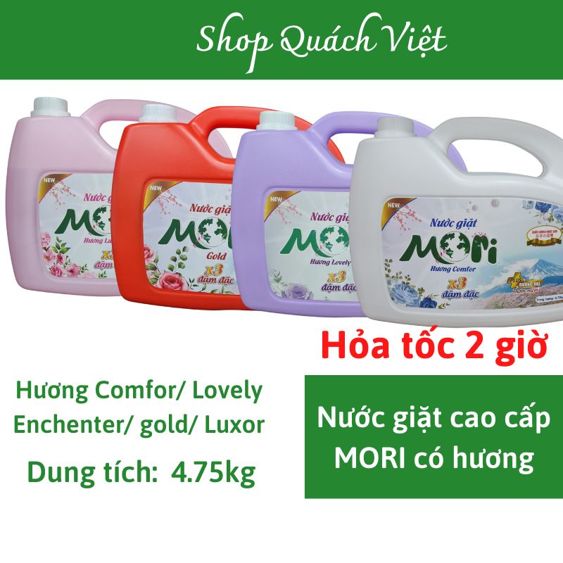 Nước giặt cao cấp MORI hương Comfor/ Enchenter/Lovely, an toàn cho trẻ nhỏ, can 5L