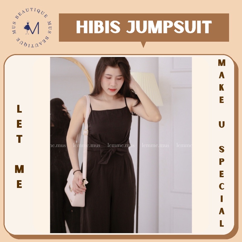 Bộ Liền Thân Linen 2 Dây Thắt Nơ Trước Eo Có Túi 2 Bên MUS HIBIS JUMPSUIT