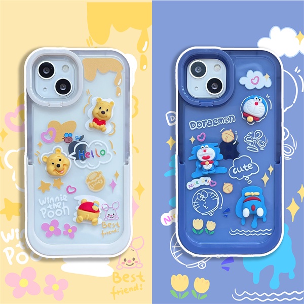 Ốp Điện Thoại Silicon Mềm Hình Doraemon 3D Có Giá Đỡ Cho iPhone13 13Promax 12 12Pro 12ProMax 1111Pro11ProMax X
