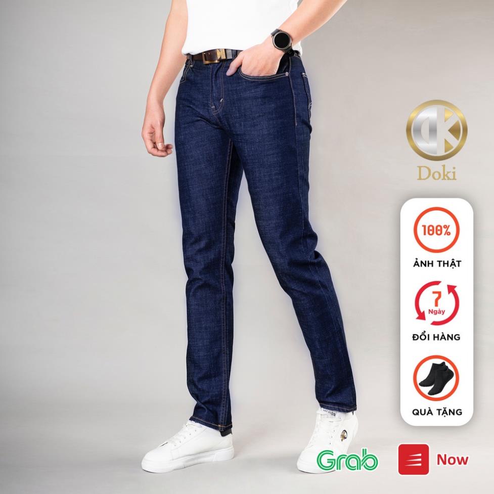 Quần Jean Nam Cao Cấp Xanh Tím Than Trơn, Quần Bò Nam Chất Vải Co Giãn Thoải Mái, DOKI XT-01 !