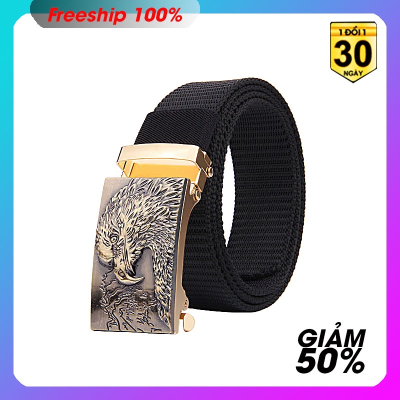 Thắt lưng vải dù chỉnh dây tự động - Size 120 cm x 35 cm bản ngang - khóa kim tự động - phong cách trẻ trung lịch lãm