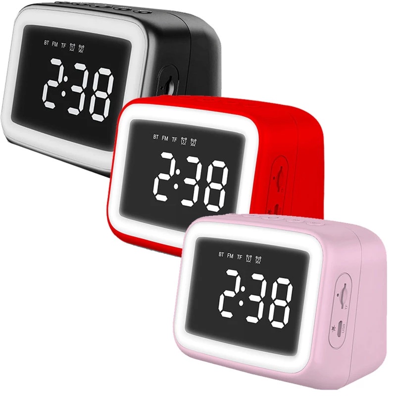 Loa Bluetooth Kiêm Đồng Hồ Báo Thức Điện Thoại Có Đèn Led Cảm Biến Nhiệt Độ