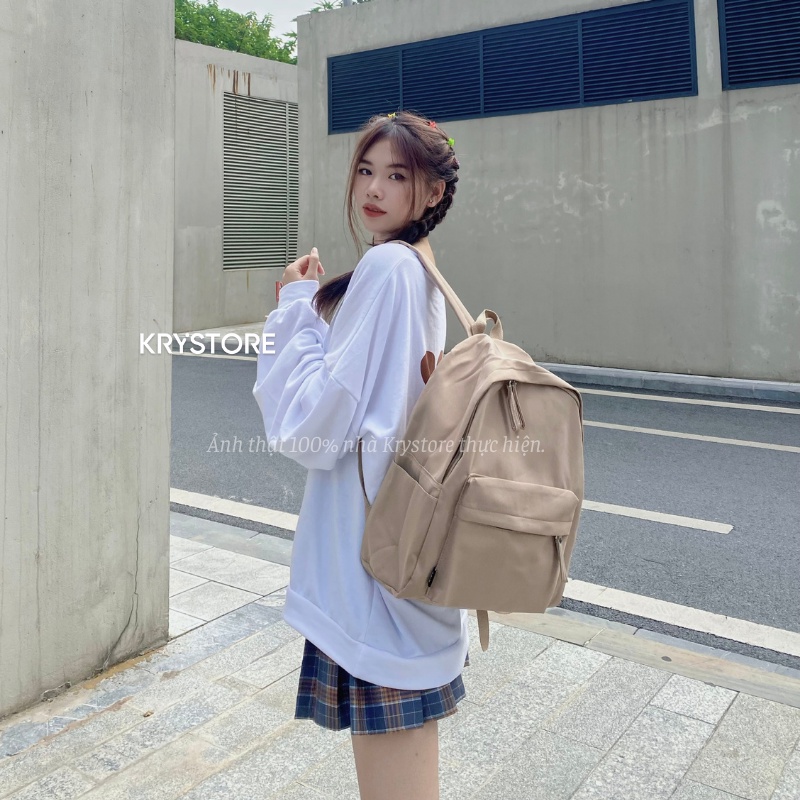Balo nữ đi học  Begic Bakcpack chất CANVAS chống nước size 38x30cm BL04