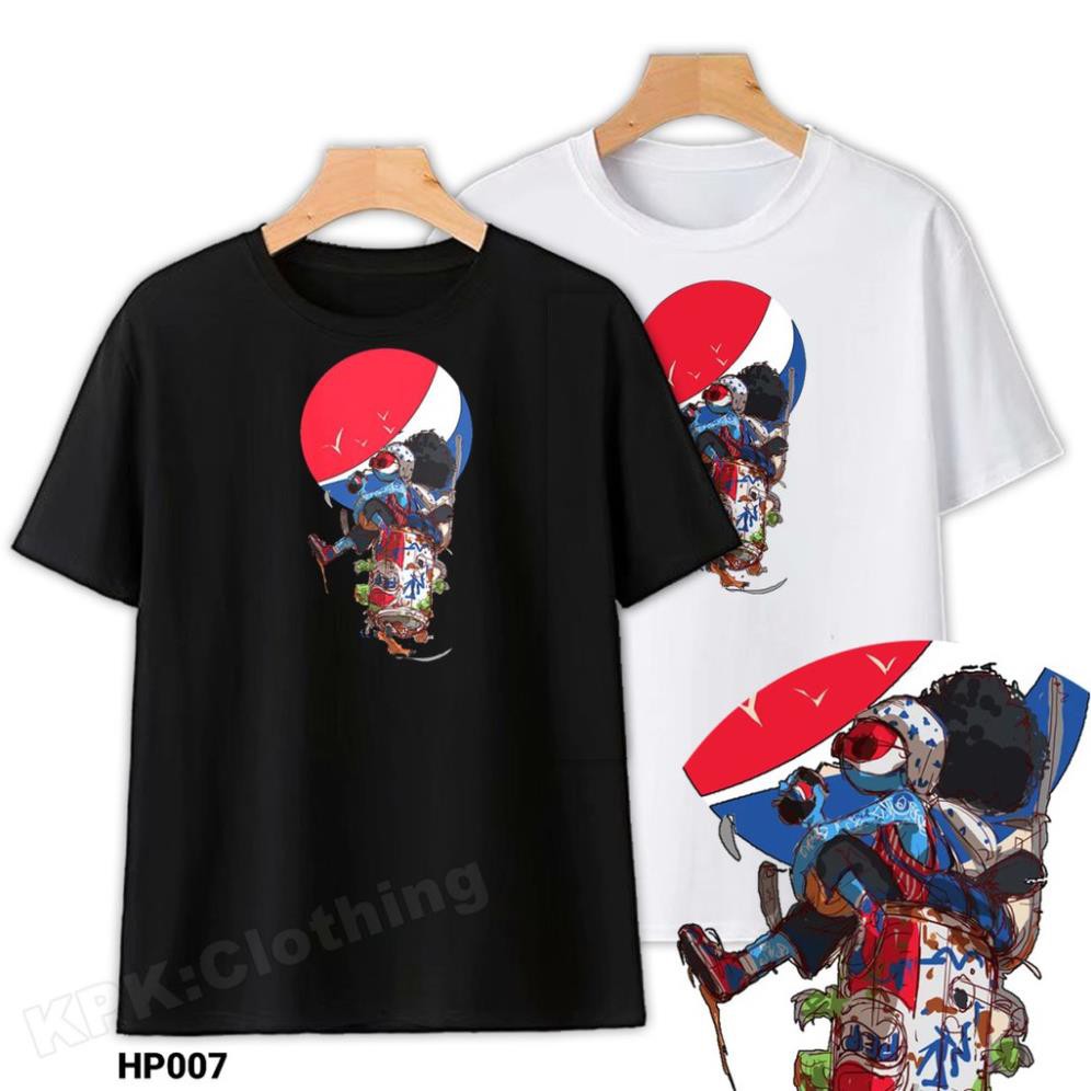 HOT- Áo Thun Cotton Hiphop Pepsi Unisex Nam Nữ Trắng Đen