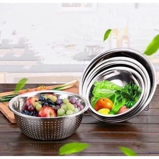 Set 5 Món Rổ Và Thau Inox 18cm-26cm