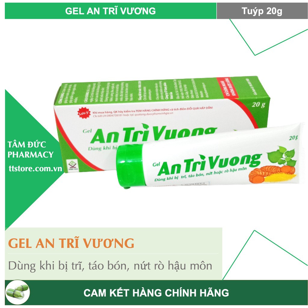 GEL AN TRĨ VƯƠNG [Tuýp 20g] - Dùng cho trĩ cấp, táo bón, nứt và rõ rỉ hậu môn