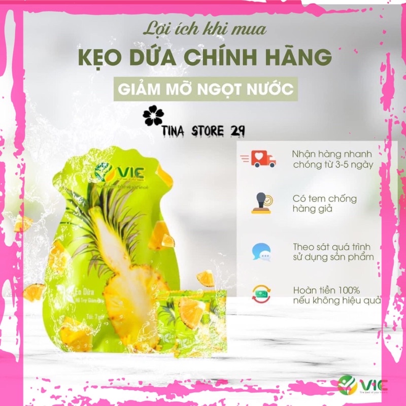 Kẹo dứa giảm cân plus của vic , tặng cột tóc , giúp giảm mỡ vùng bụng , giảm cân , detox , giảm béo - tinastore29