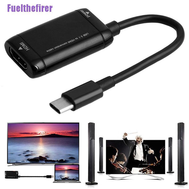 Dây Cáp Chuyển Đổi Usb-C Type C Sang Hdmi Usb 3.1 Cho Điện Thoại / Máy Tính Bảng / Android Đen