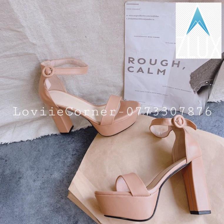 GIÀY CAO GÓT ĐÚP LOVIIECORNER - GIÀY SANDAL CAO GÓT 12 PHÂN - SANDAL CAO GÓT ĐẾ VUÔNG 12 PHÂN G201071