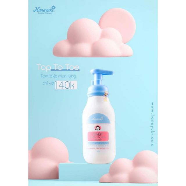 Sữa Tắm Baby HANA YUKI - Top To Toe Wash Mẫu Mới (Chính Hãng) - Sữa Tắm Gội Hanayuki cho em bé