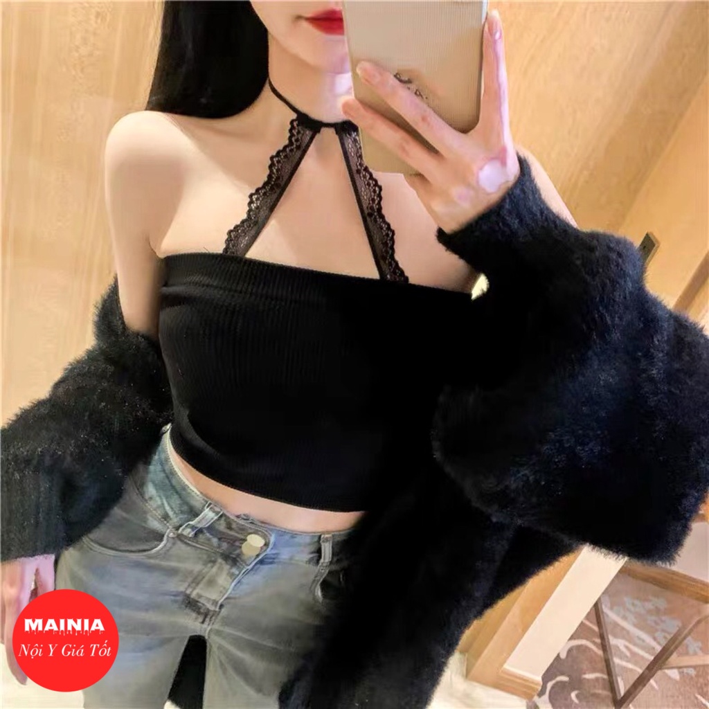 [Bao Đẹp Dày Dặn] Áo Bra Quây Cotton Gân Tăm Siêu Xinh Cột Dây Cổ Áo Croptop Thời Trang Mainia Shop