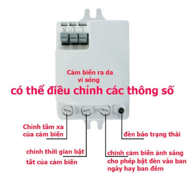 Công tắc cảm ứng rada vi sóng 5.8GHZ bật tắt đèn khi có người qua, cảm biến xuyên tường, nhựa, kính mỏng...