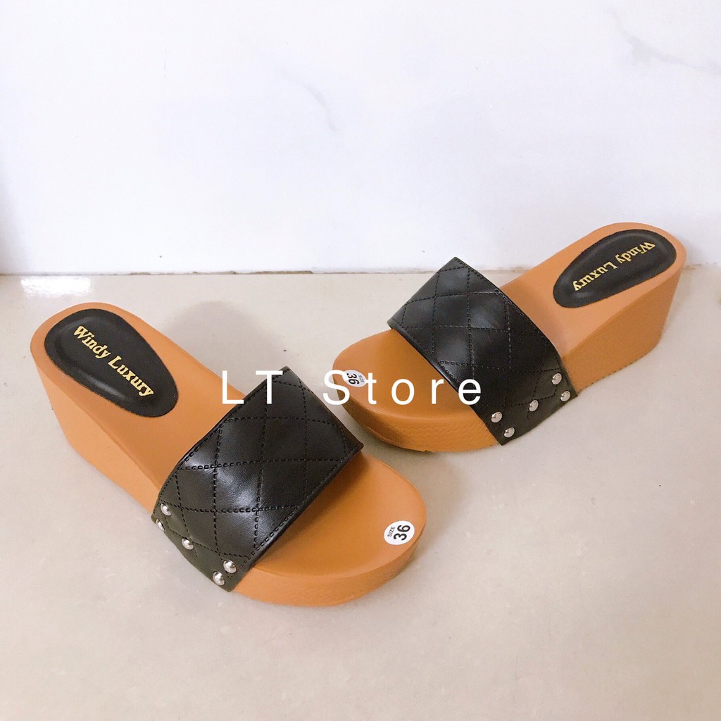 Dép xuồng nữ 6cm bản ngang trần chỉ (có ảnh thật)