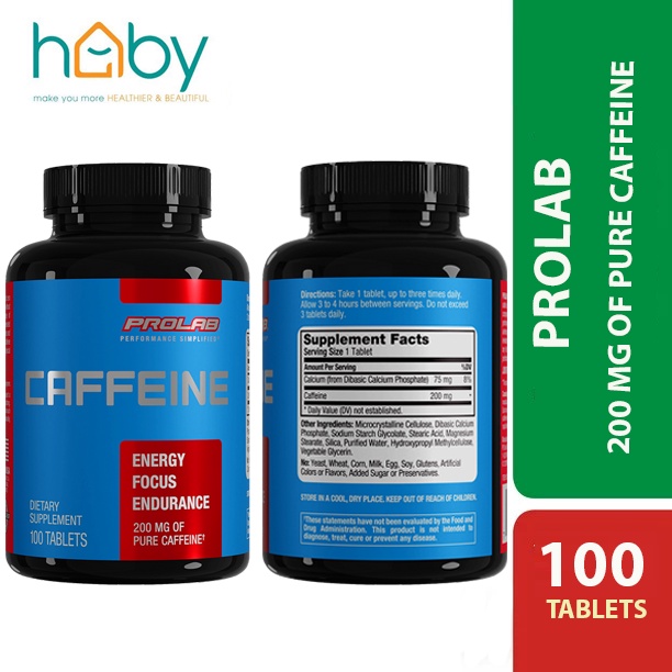 TĂNG CƠ BẮP | Prolab viên uống Caffeine 200mg đốt cháy calo 100 viên