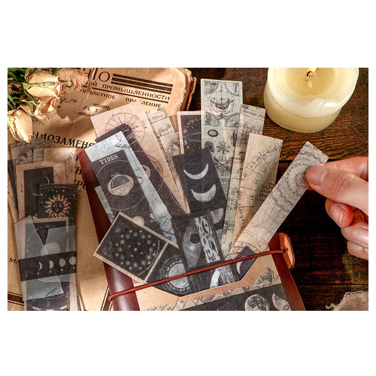 Giấy trang trí sổ tay họa tiết cute set 50 tờ MODINA, giấy trang trí vintage trang trí thiệp, quà, nhật ký