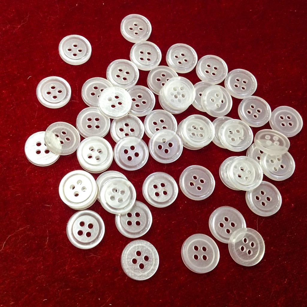 5 Cúc áo sơ mi nút khuy trắng tròn ánh xà cừ kim tuyến sáng bóng