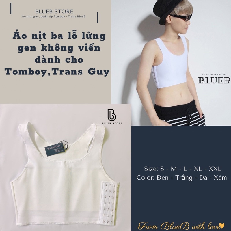 Áo nịt ngực Tomboy - Ba lỗ lửng Không viền Có Gen
