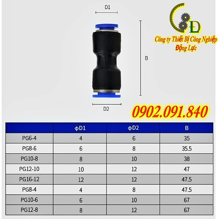 khớp nối nhanh ống khí ✴️VIP✴️ cút nối ( đầu nối ) nhanh lệch dây hơi  PG 08-06 / PG 06-04 / PG 10-08 / PG 12-08
