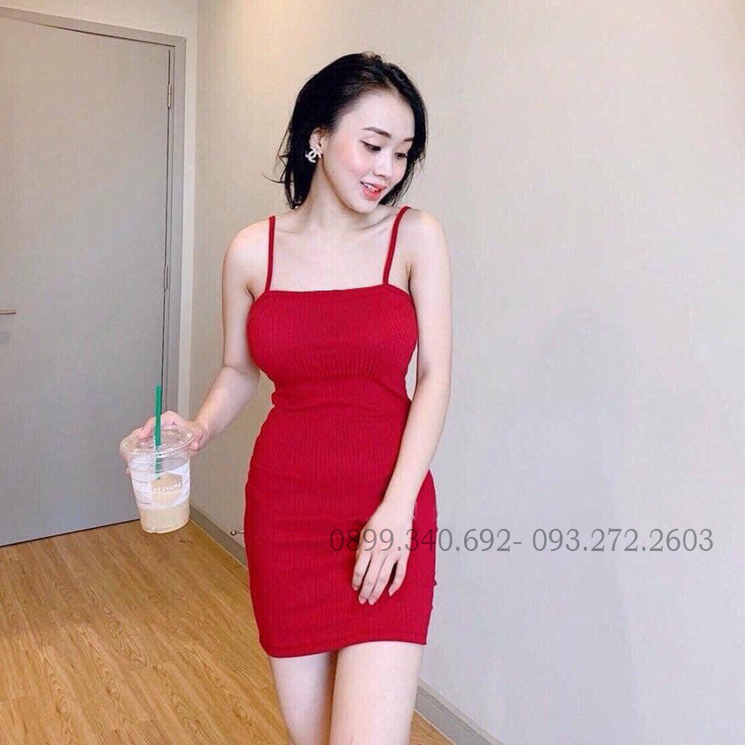 Đầm Body Hai Dây Ngang Thun tăm - Hàng bao đẹp | BigBuy360 - bigbuy360.vn