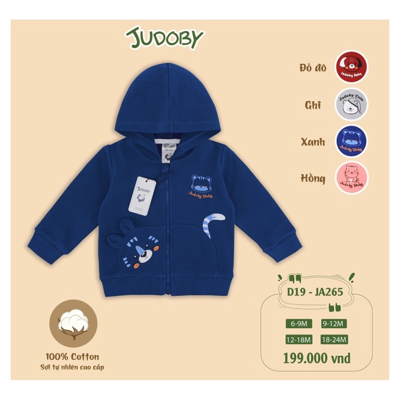 Áo khoác có mũ vải cotton phối hình cho bé Dokma - JUDOBY JA265