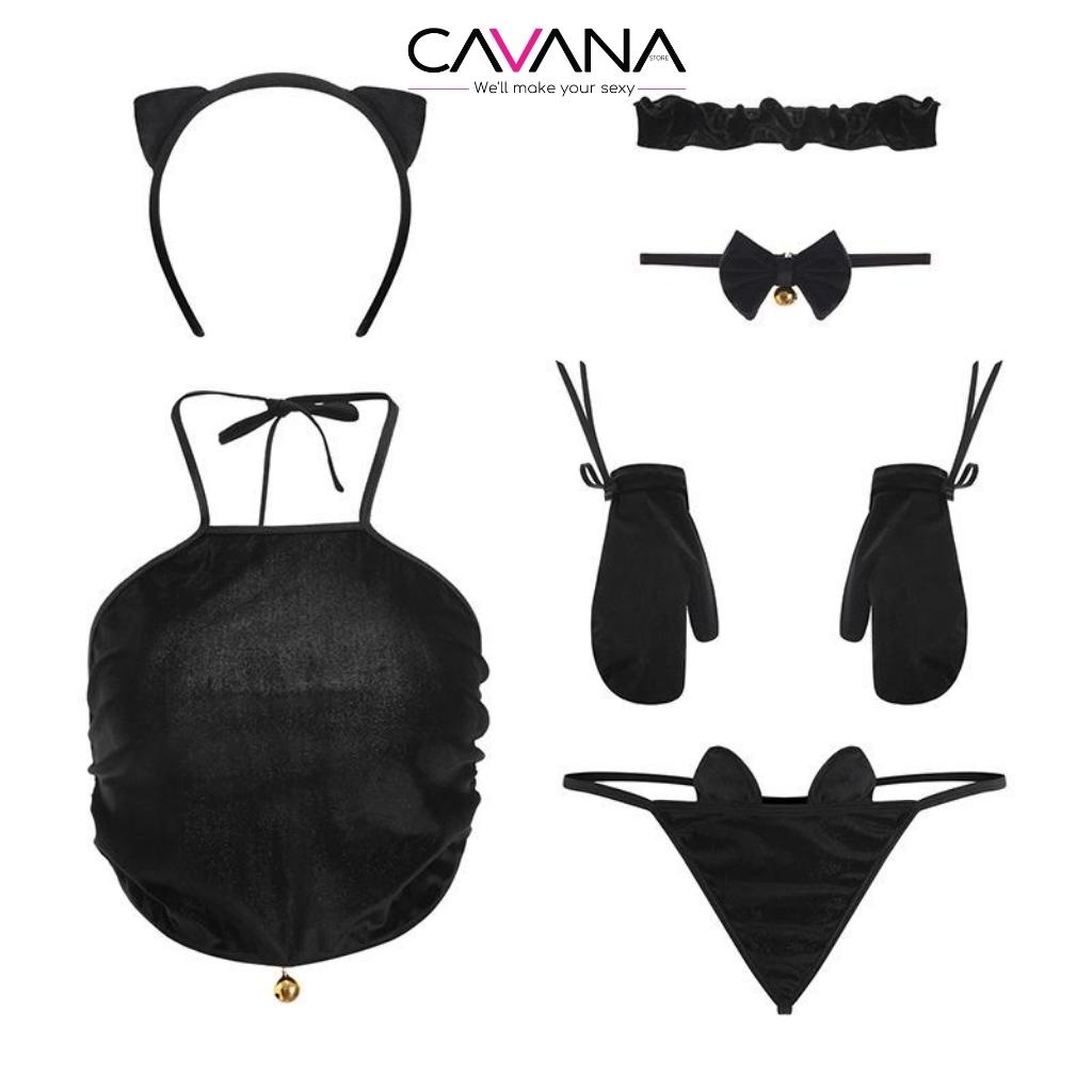 Đồ ngủ cosplay, cosplay sexy cao cấp heo hồng dễ thương vải nhung đầy đủ phụ kiện C12 - CAVANA STORE