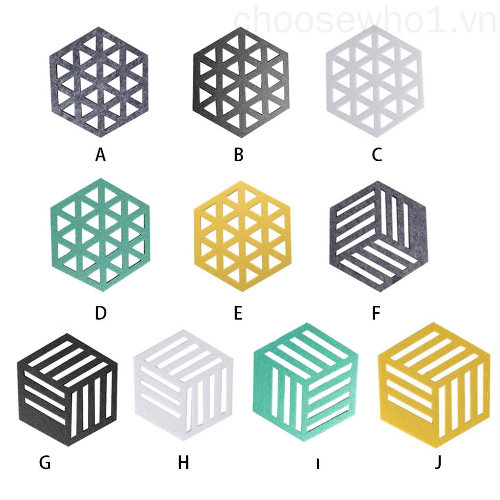 Tấm lót ly hình tam giác bằng vải nỉ thấm hút tốt tiện dụng cho gia đình