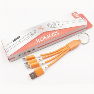 Cáp sạc 4 đầu Romoss (Iphone, Micro, Type C, USB) dạng móc khóa