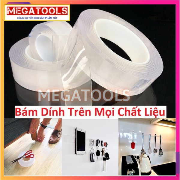 [ LOẠI 1 ] Cuộn Băng Keo Siêu Dính 2 Mặt Dán Tường Trong Suốt Chịu Lực Cuộn 3M, 5M Dán Trên Mọi Chất Liệu Mọi Bề Mặt