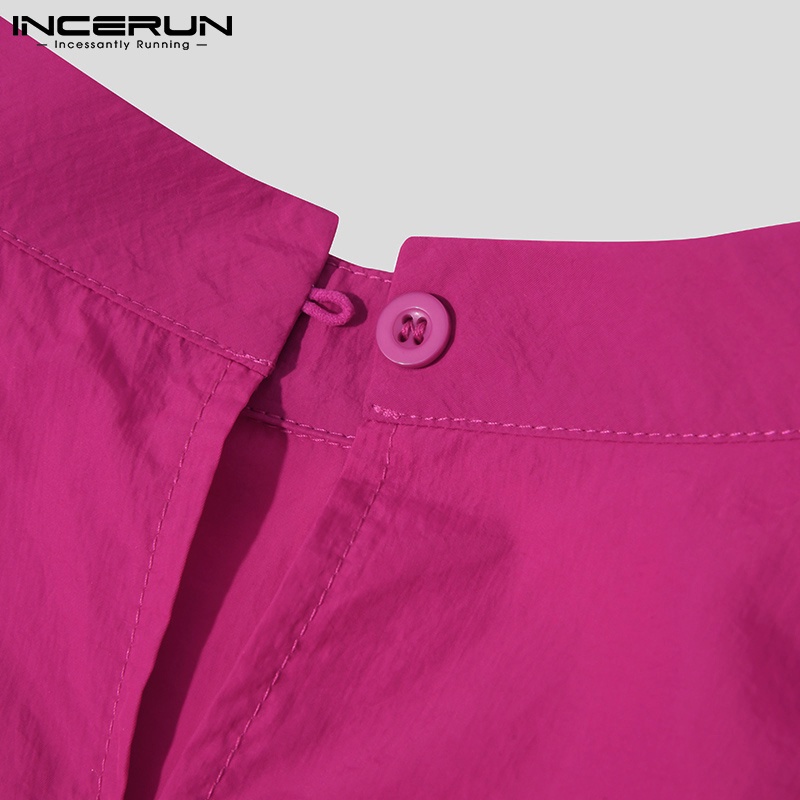 Áo sơ mi INCERUN màu trơn tay phồng dài thời trang phương Tây cho nam