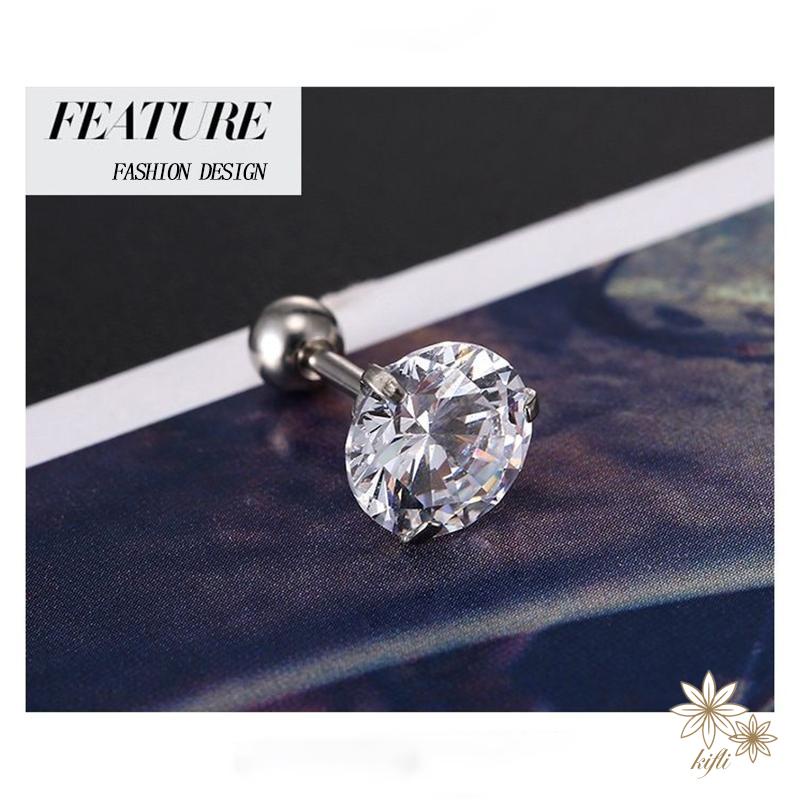 【kifli】Khuyên tai bằng chất liệu thép titan đính trang trí đá zircon