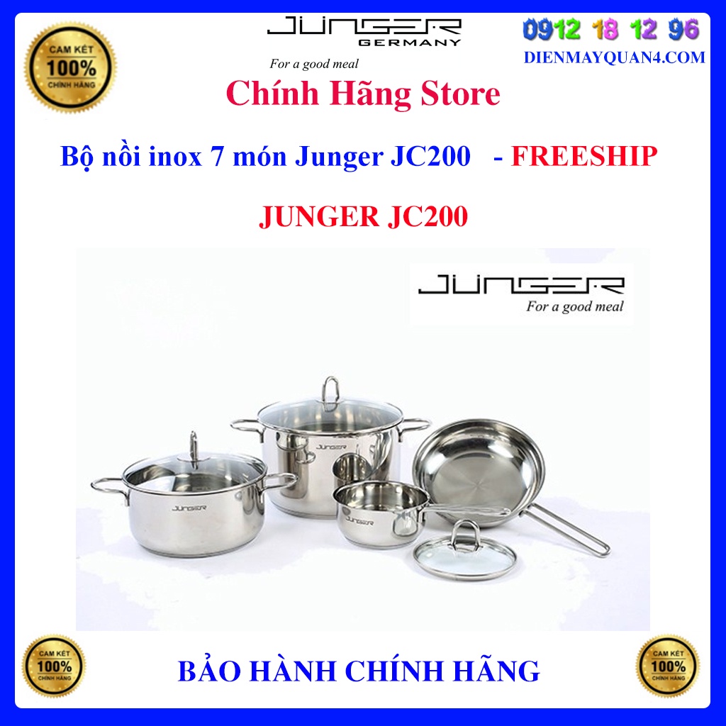 [Junger JC200] Bộ nồi inox 7 chi tiết Junger JC-200