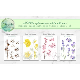 1 tờ sticker trong suốt hình hoa cotton, anh đào, lavender, mimosa