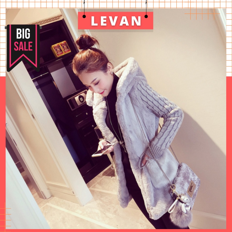 Áo Khoác Nữ Chất Liệu Lông Tay Len Dáng Dài Có Mũ Đủ Size Từ 38 Đến 65Kg - 2 Màu Xám, Trắng (HÀNG ORDER)