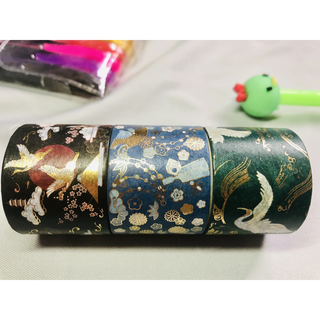 Băng keo washi tape nhũ cổ trang phong cách cổ xưa siêu đẹp