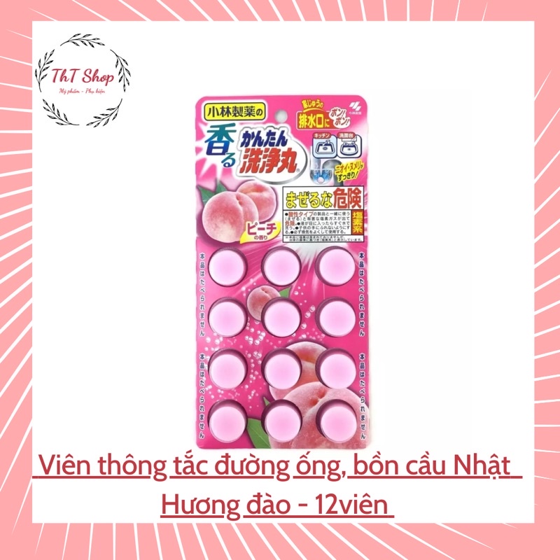 Viên thông tắc đường ống, bồn cầu Nhật Bản - 12 viên hương đào